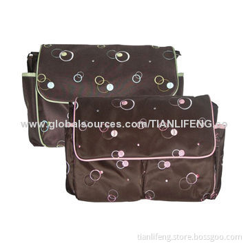 Brown/Circles Nylon Diaper Bag for Mummy